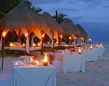 A private candle light dinner on the beach is very romantic!